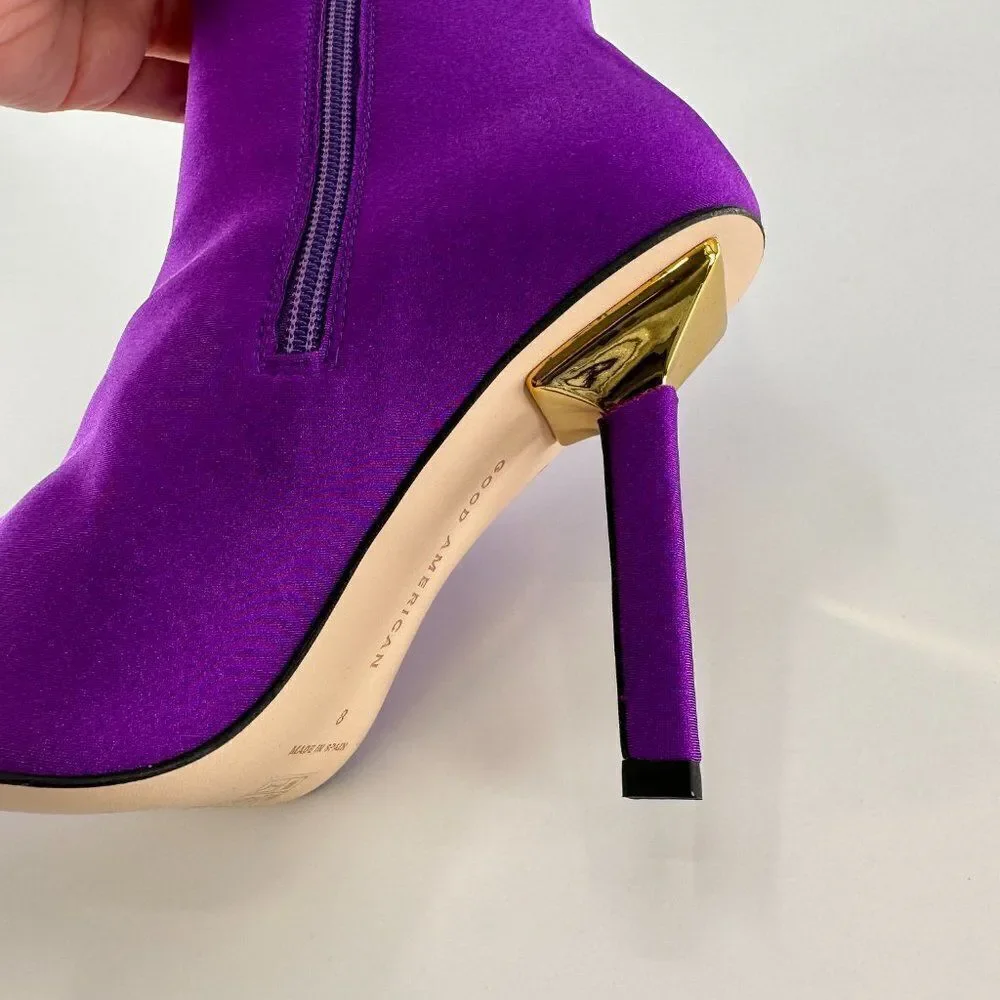 Good American High Kickstand Purple Pointed Toe Neoprene Booties Size 8
